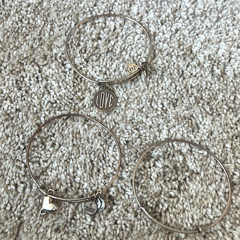 Alex and Ani heart and love charm bracelet set